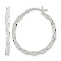 Sterling Silver Polished Cable Chain 3x30mm Hoop Earrings