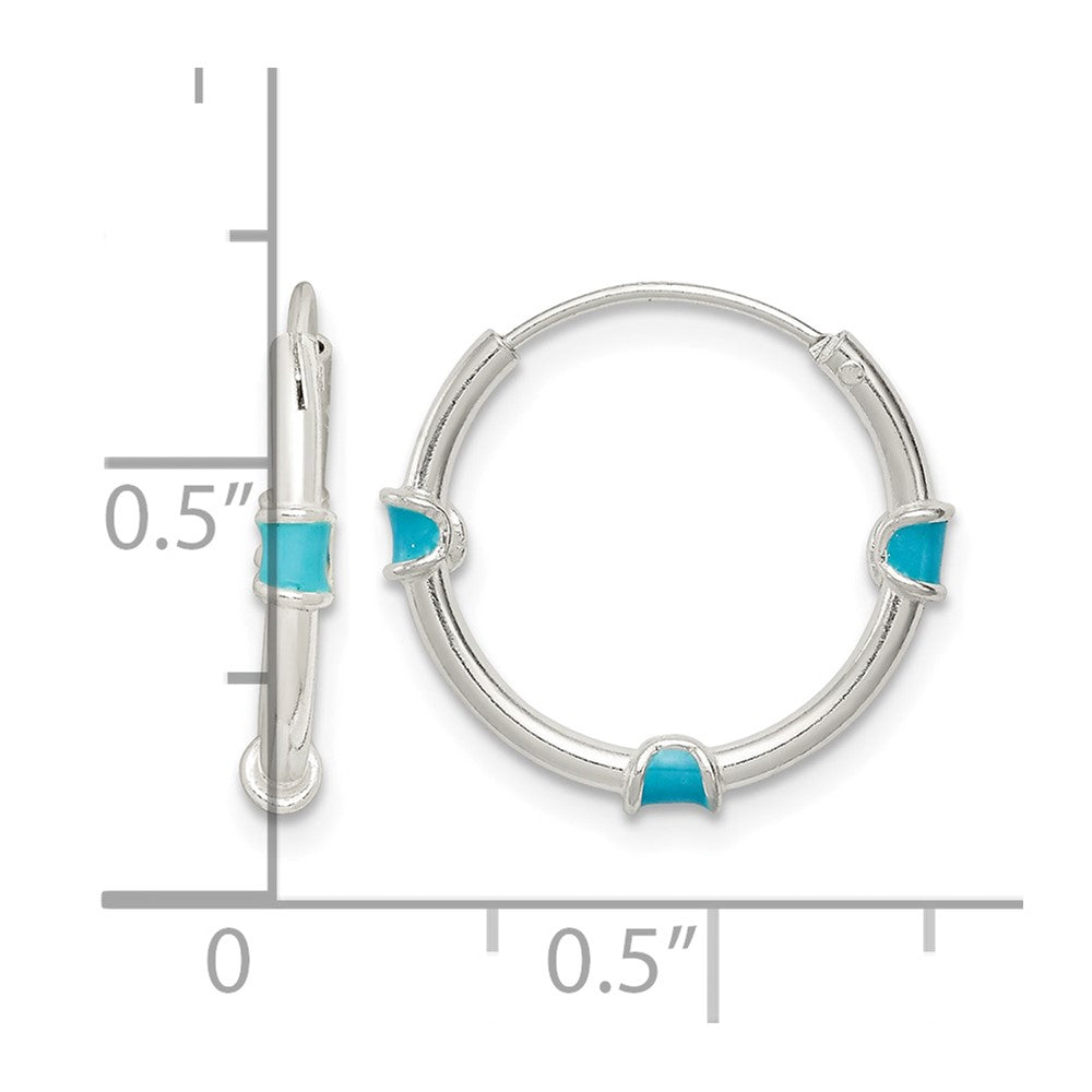 Sterling Silver Polished Light Blue Enamel Endless Hoop Earrings