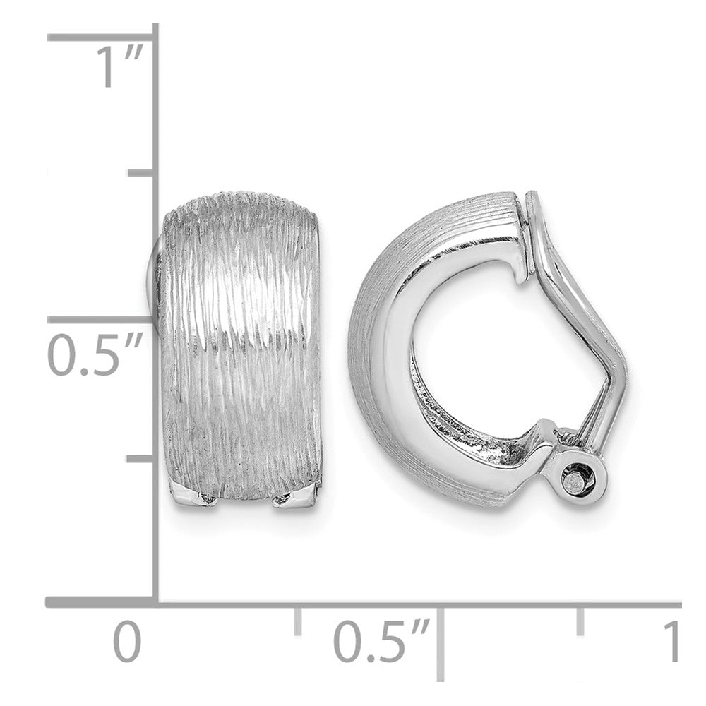 Sterling Silver Rhodium-plated D/C Non-Pierced J-Hoop Earrings