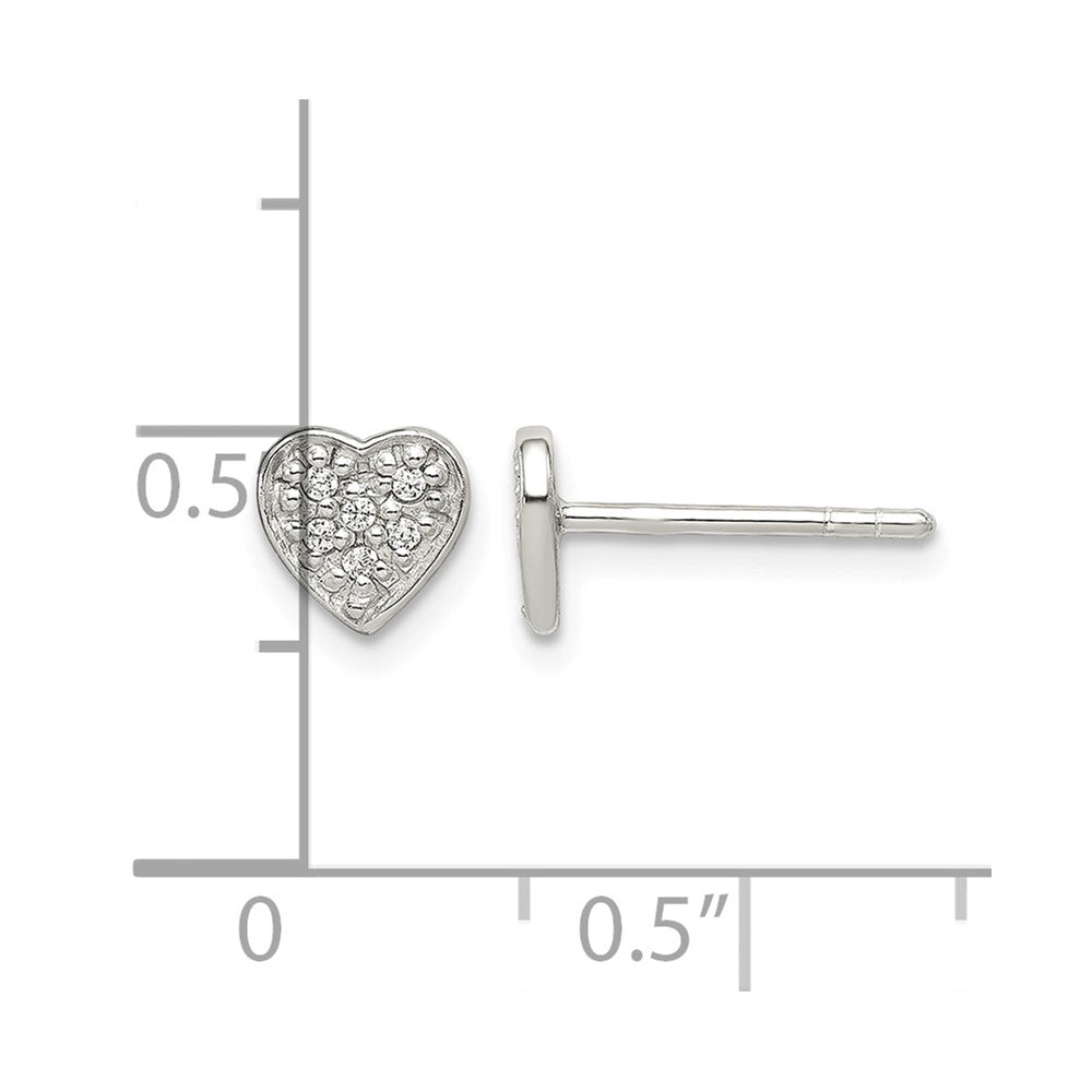 Sterling Silver CZ Heart Post Earrings
