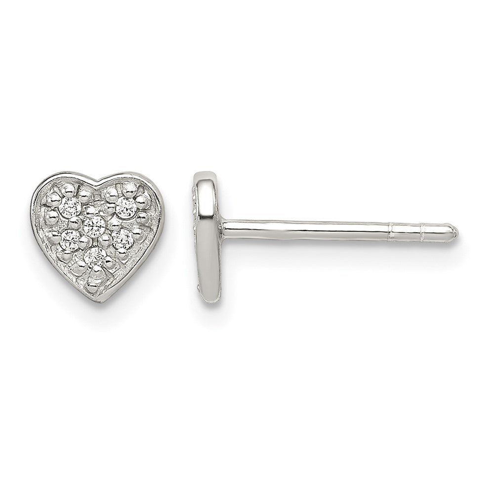 Sterling Silver CZ Heart Post Earrings