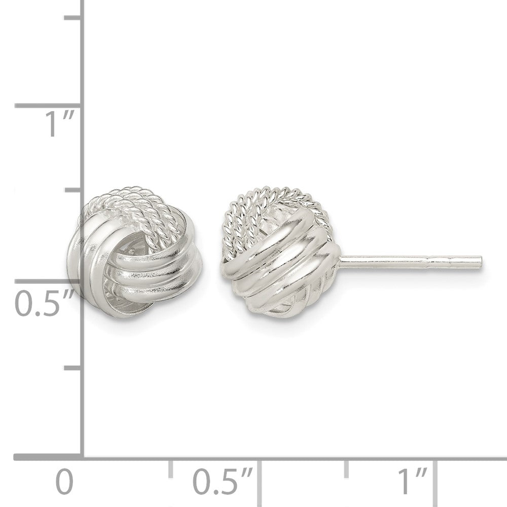 Sterling Silver Polished and Textured Knot Post Earrings