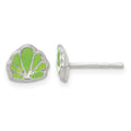 Sterling Silver Polished Enamel Seashell Post Earrings
