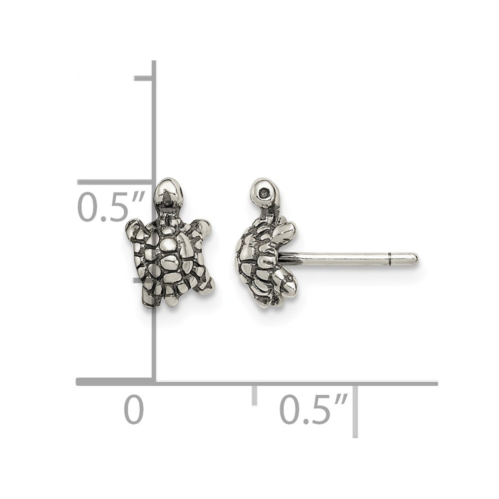 Sterling Silver and Antiqued Turtle Post Earrings