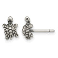 Sterling Silver and Antiqued Turtle Post Earrings