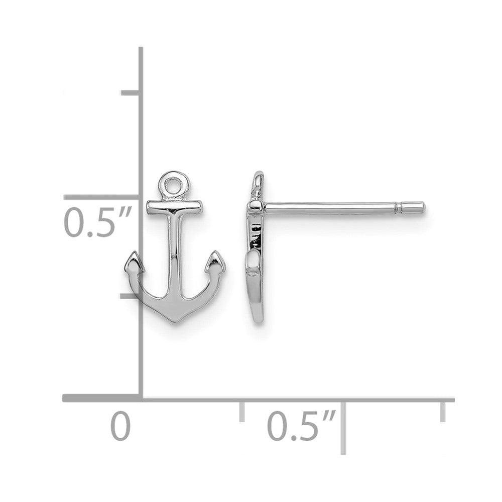 Sterling Silver Rhodium-plated Polished Anchor Post Earrings