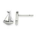 Sterling Silver Polished and Antiqued Sailboat Post Earrings