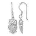 Sterling Silver Rhodium-plated CZ Owl Shepherd Hook Earrings