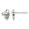 Sterling Silver Polished and Antiqued Horse Post Earrings