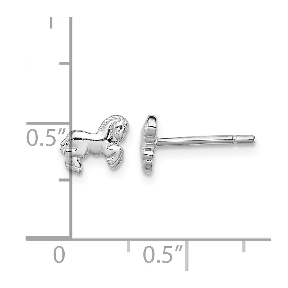 Sterling Silver Rhodium-plated Horse Post Earrings