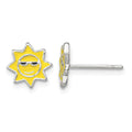 Sterling Silver Polished Enamel Sunshine Post Earrings