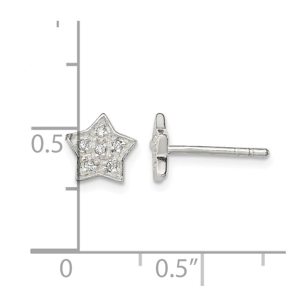 Sterling Silver CZ Star Post Earrings