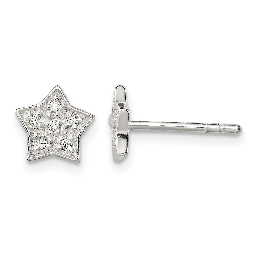 Sterling Silver CZ Star Post Earrings