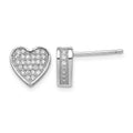 Sterling Silver Rhodium-plated CZ Micro pavé Heart Post Earrings