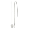 Sterling Silver Polished Diamond-cut Dangle Heart Post Earrings