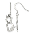 Sterling Silver Polished Cat Shepherd Hook Earrings
