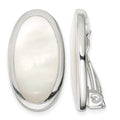 Sterling Silver RH-plated Polished Mother of Pearl Non Pierced Earrings