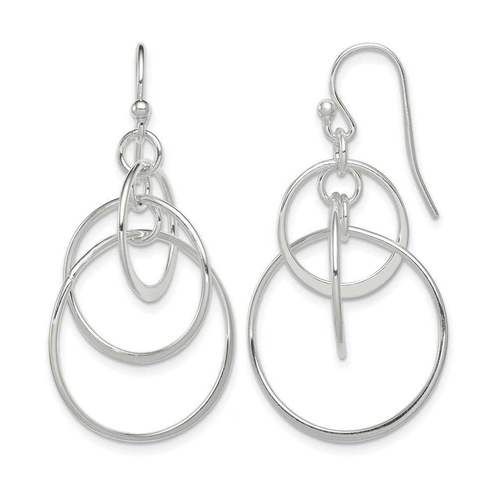 Sterling Silver Polished Intertwined Circles Dangle Earrings