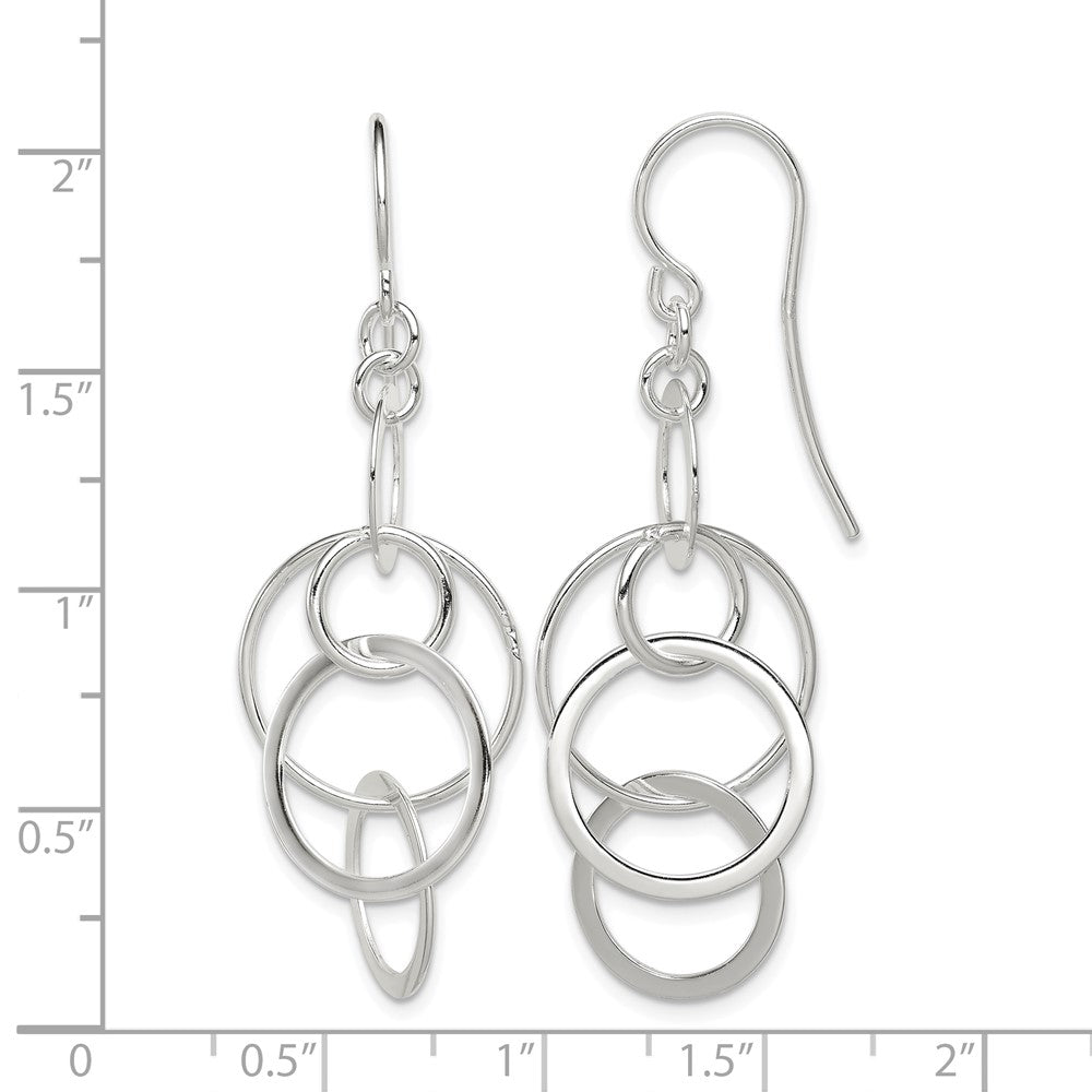 Sterling Silver Polished Intertwined Circles Dangle Earrings