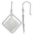 Sterling Silver Polished & Textured Double Square Dangle Earrings