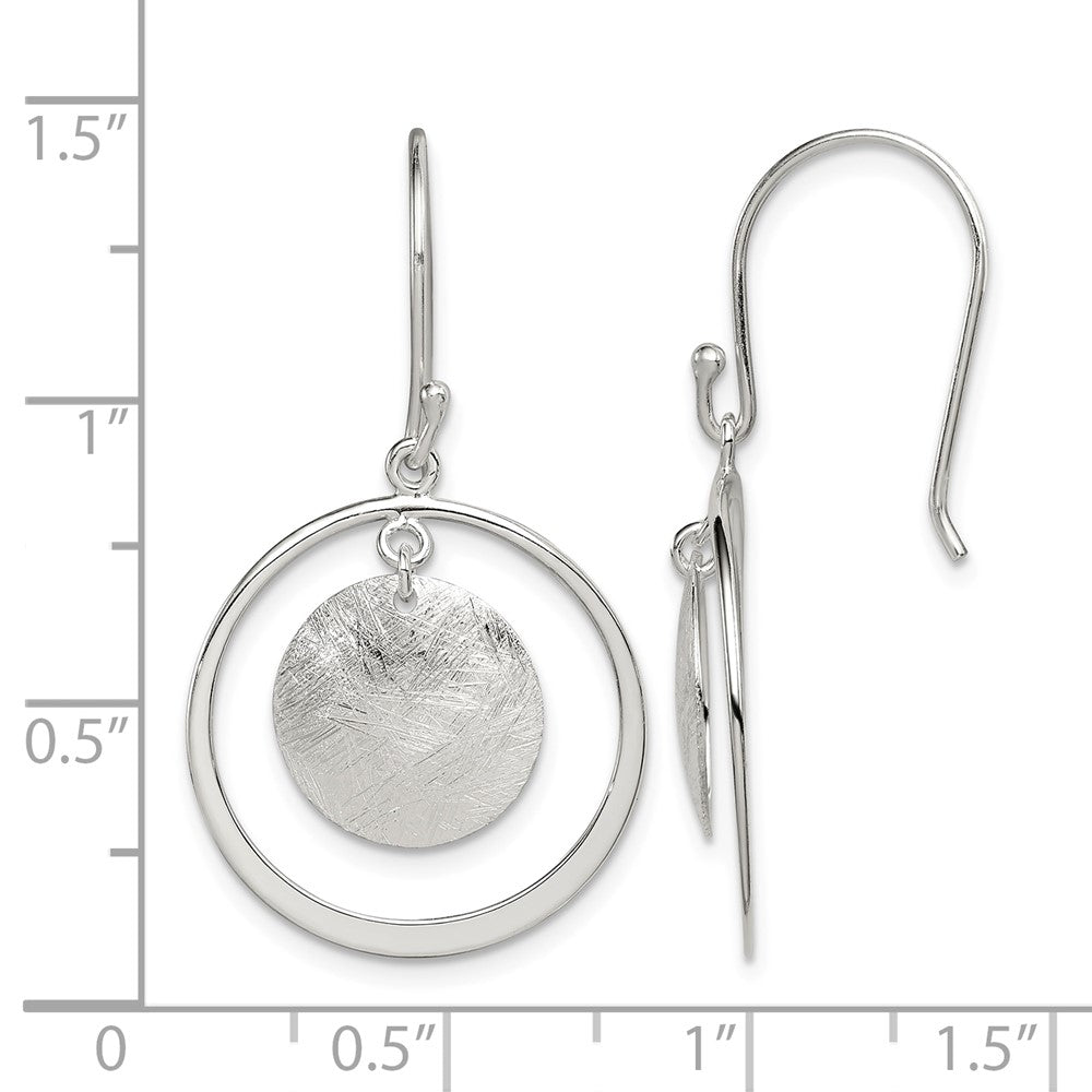 Sterling Silver Polished & Brushed Circles Dangle Earrings