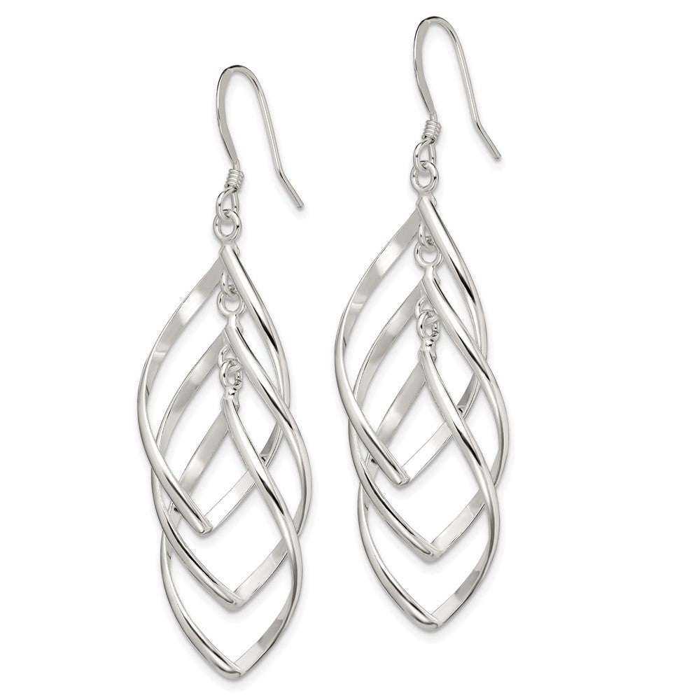 Sterling Silver Polished Twisted Dangle Earrings