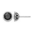 Sterling Silver Rhodium-plated Black Sapphire & Diamond Post Earrings
