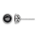 Sterling Silver Rhodium-plated Black Sapphire Post Earrings