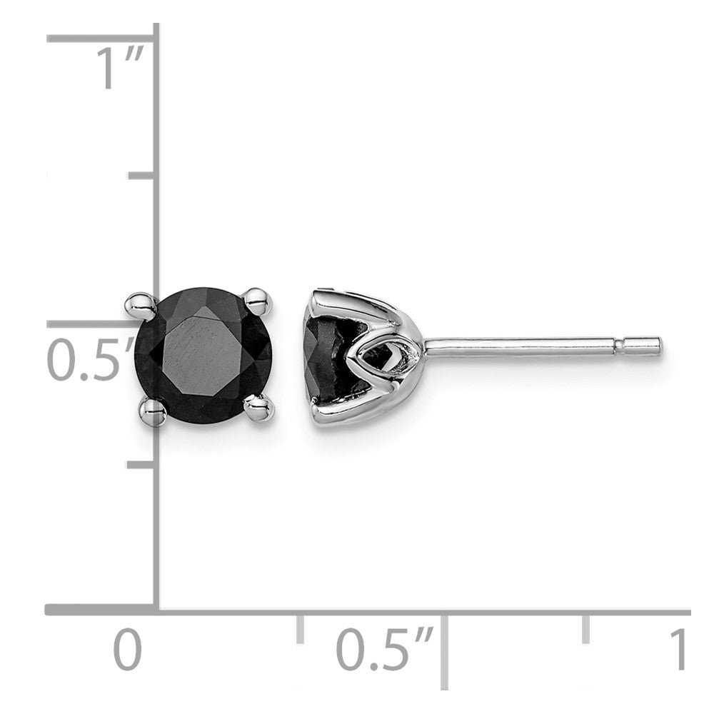 Sterling Silver Rhodium-plated Black Sapphire Post Earrings