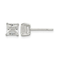Sterling Silver Polished 5mm Princess CZ Stud Earrings