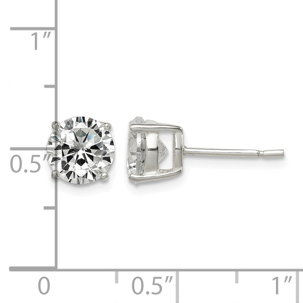 Sterling Silver Polished 7mm Round CZ Stud Earrings