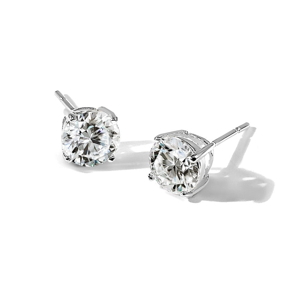 Sterling Silver Polished 7mm Round CZ Stud Earrings
