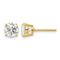Sterling Silver Gold-tone Polished 7mm CZ Post Earrings
