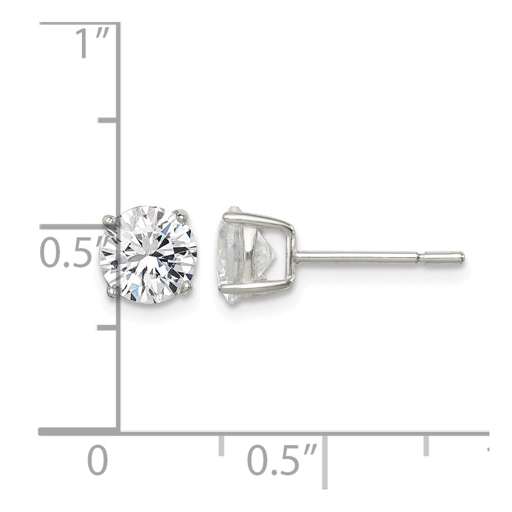 Sterling Silver Polished 6mm Round CZ Stud Earrings