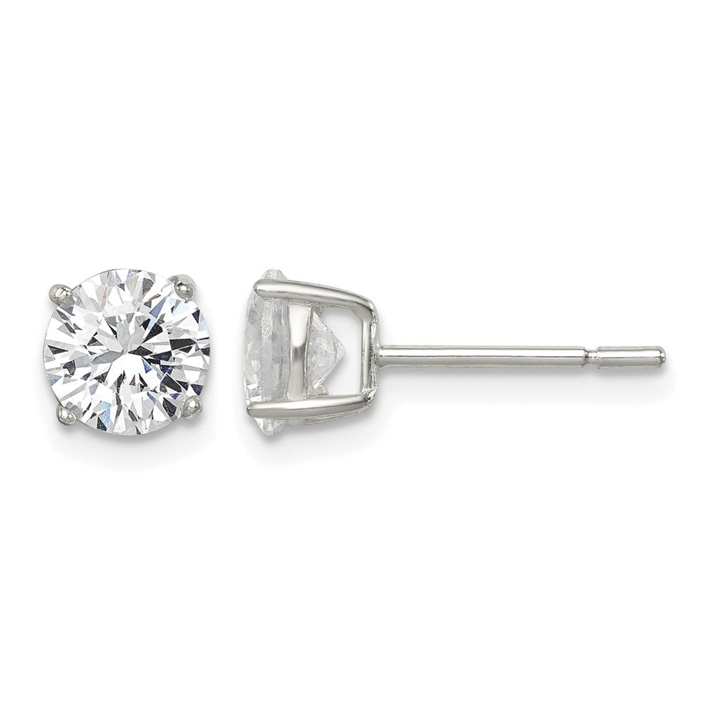 Sterling Silver Polished 6mm Round CZ Stud Earrings
