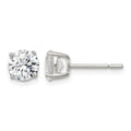 Sterling Silver Polished 6mm Round CZ Stud Earrings