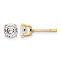 Sterling Silver Gold-tone Polished 6mm CZ Post Earrings