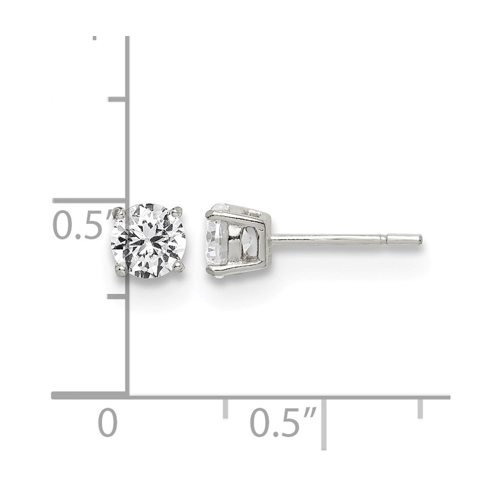 Sterling Silver Polished 5mm Round CZ Stud Earrings