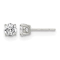 Sterling Silver Polished 5mm Round CZ Stud Earrings