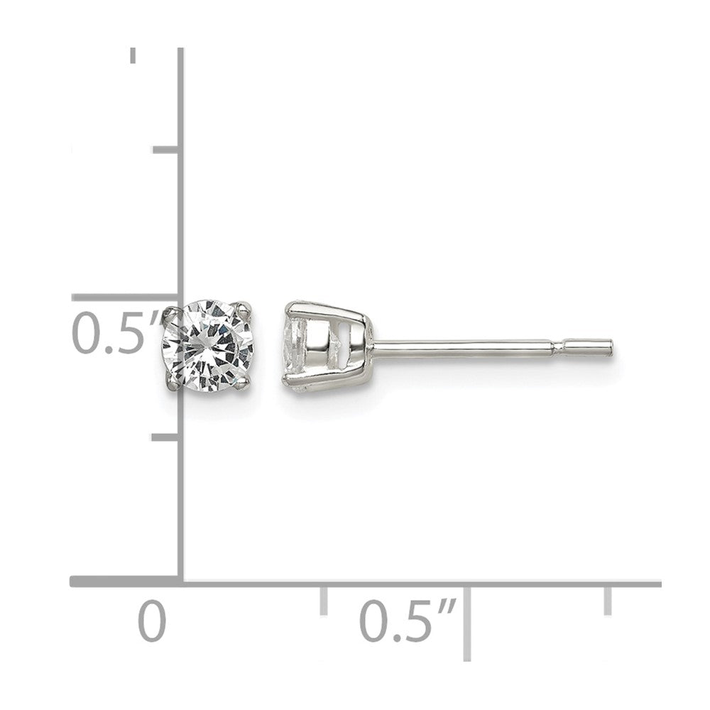 Sterling Silver Polished 4mm Round CZ Stud Earrings