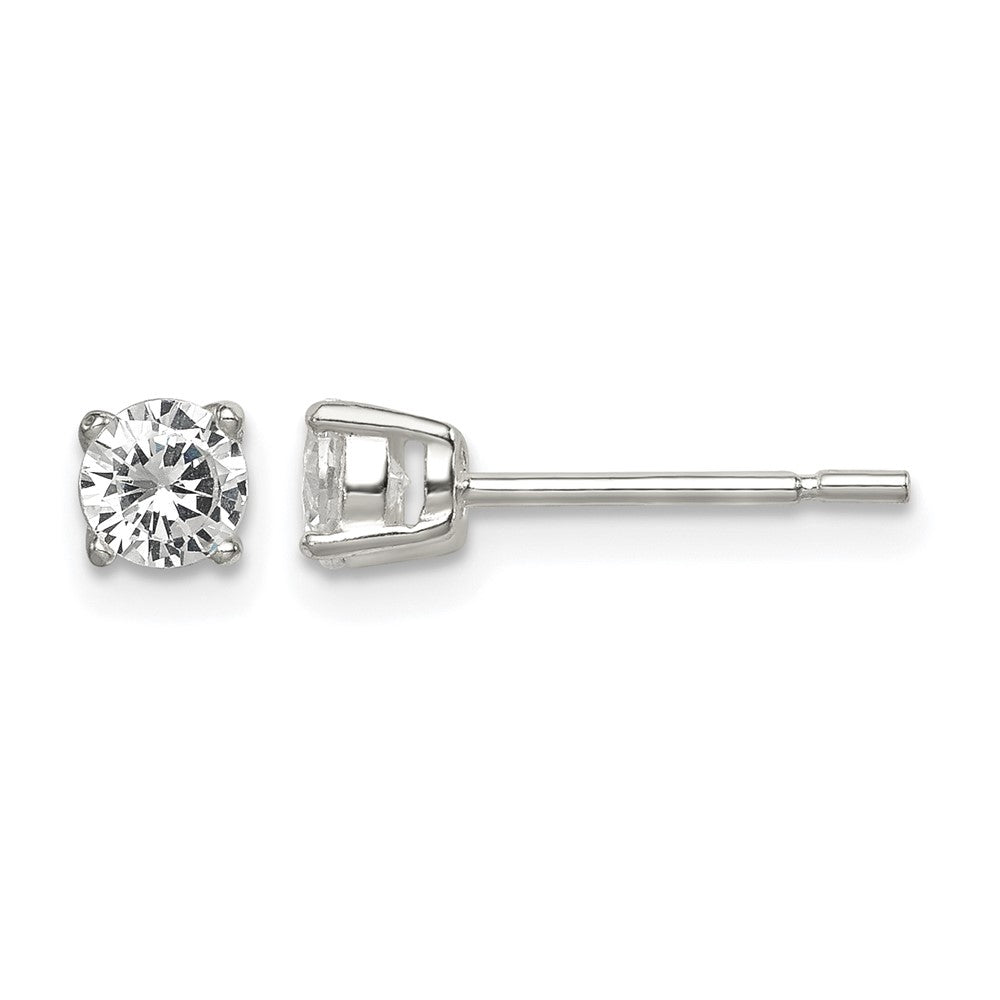 Sterling Silver Polished 4mm Round CZ Stud Earrings