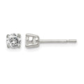 Sterling Silver Polished 4mm Round CZ Stud Earrings