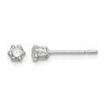 Sterling Silver Polished 6 prong 3mm Round CZ Stud Earrings