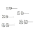 Sterling Silver Polished Round CZ 5-Pair Post Earrings Set