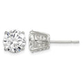 Sterling Silver Polished 8mm Round CZ Fancy Basket Stud Earrings