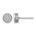 Sterling Silver Rhodium-plated Polished Pavé CZ 8mm Circle Post Earrings