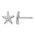 Sterling Silver Rhodium-plated CZ Micro pavé Starfish Post Earrings