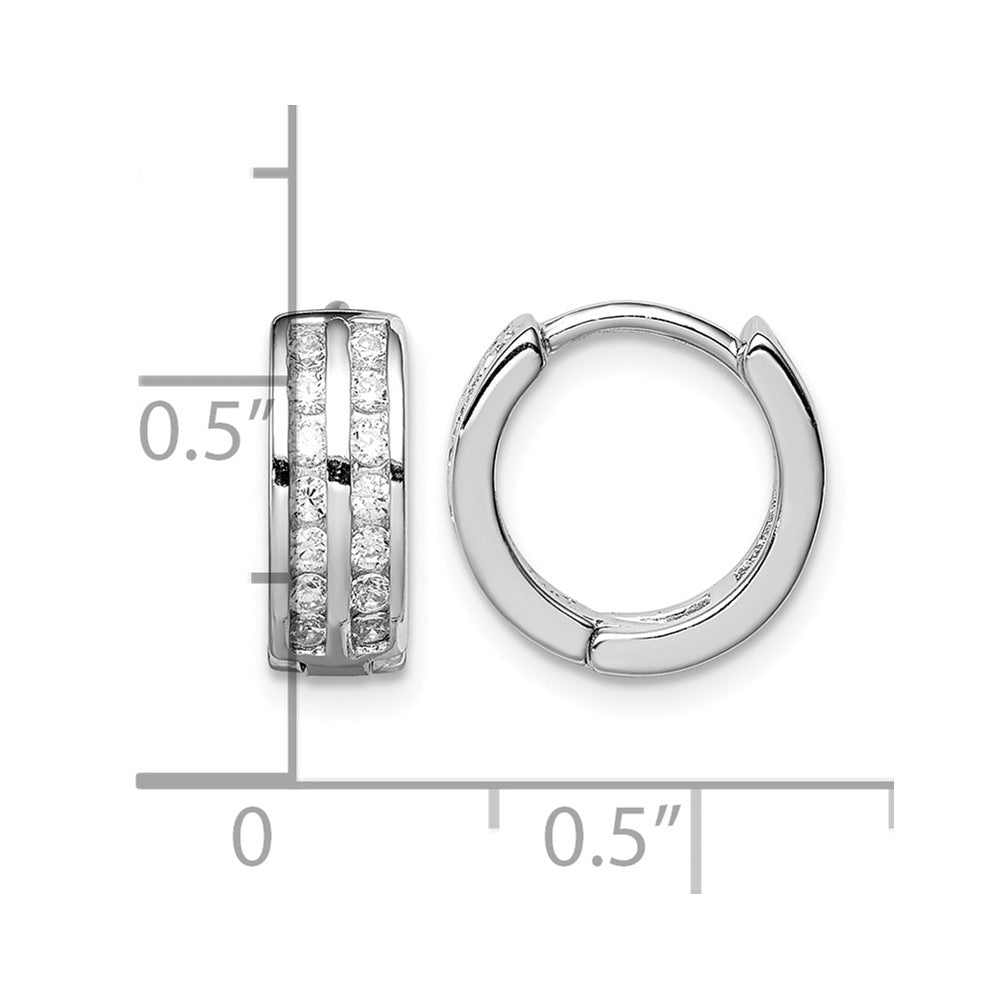 Sterling Silver Polished Rhodium-plated Hinged Hoop Earrings