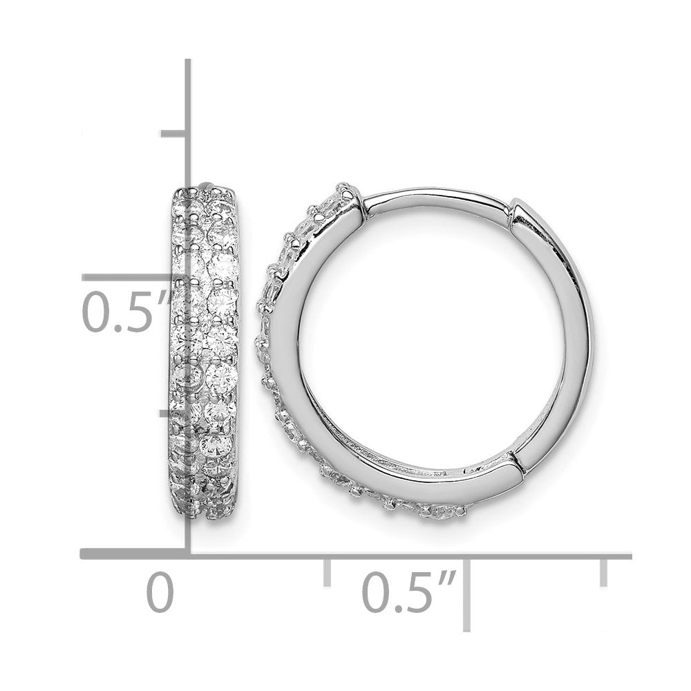 Sterling Silver Polished Rhodium-plated Hinged Hoop Earrings