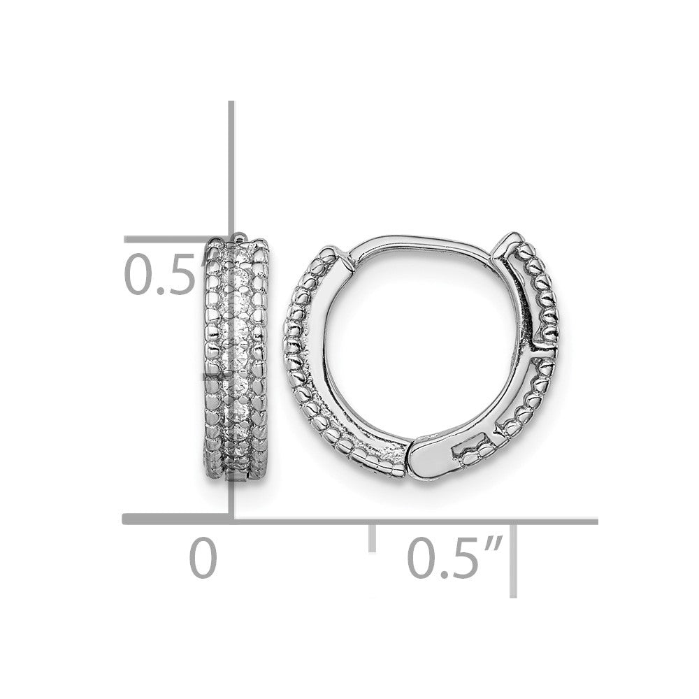 Sterling Silver Rhodium-plated Polished CZ Hinged Hoop Earrings